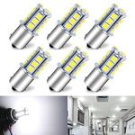 Qoope 1156 LED Bulb White 1141 LED Bulbs RV Light Interior Bulbs 7506 1003 1073 BA15S LED Bulb 18SMD 5050 Replacement for 12V Camper Travel Trailer Boat Light Bulbs, Pack of 6