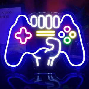 Insegna al neon per giocatori, luce al neon a forma di controller dimmerabile per la decorazione della parete della stanza, i migliori regali per giocatori per ragazzi e bambini