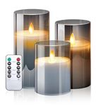 XEMQENER LED Candles, 3 PCS Candles Flickering with Remote Timer Dimmer, Flameless Candles with Real Wax Candle Pillars, Realistic Dancing Flame Fake Candles for Party Wedding Festival Decor