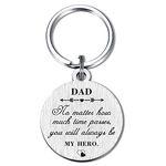 Yobent to My Dad Gifts from Daughter son, Best Dad Keychain Gift for Birthday Christmas Father's Day, Dad Present for Men, Hero Dad, 1.2inch | Stainless Steel