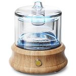 SOICARE USB Glass Reservoir Diffuser, 80ml Eco-Friendly Glass Oil Diffuser for Essential Oils with Wooden Base, Water-Drop Cycle Ultrasonic Cool Mist Aroma Diffuser for Home Office (7 Color Lights)