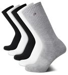 Tommy Hilfiger Men's Athletic Socks - Cushioned Crew Socks (5 Pack), Size Shoe Size: 7-12, Grey Assorted