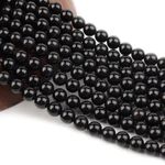 Khillayox Round Glass Beads for Jewelry Making Material 5 Lines (80 Pc. Each Line) Piecess Crystal Beads for Bracelet Making Kits 8mm Colorful Beads for DIY Crafts Necklace Earring (Black)