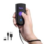 Tera Mini 1D Barcode Scanner: Pocket Waterproof Wireless Laser Scanner 3 in 1 Compatible with Bluetooth USB Wired Portable Bar Code Reader for Logistics Work with iOS Windows Android 1100L Purple