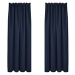 Deconovo Room Darkening Curtains Super Soft Window Treartment Thermal Insulated Pencil Pleat Energy Saving Window Curtains Decorative Blackout Curtains for Girls 52 x 84 Inch Navy Blue 2 Panels