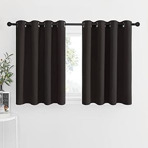 NICETOWN Thermal Insulated Blackout Kitchen Valances - Energy Efficient Grommet Top Valance Drapes for Small Window (Toffee Brown, 2 Pieces, W52 x L36-Inch + 1.2" Header)