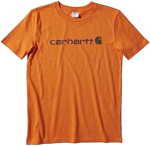 Carhartt Boys' Knit Short Sleeve Crewneck Logo T-Shirt, Orange, Large