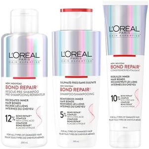 L'Oréal Paris Hair Expertise Bond Repair Hair Repair Trio Set, With Citric Acid To Repair Hair Breakage, (3x Pieces, Pre-Shampoo, Shampoo, Conditioner)