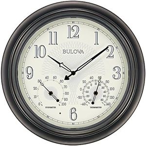 Bulova C4813 Weather Master Wall Clock, 18", Black