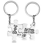 CJ&M Stainless Steel Side by Side Or Miles Apart Best Friends Keychain Set,Friendship Gifts Jewelry