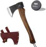 15.7" Hatchet Axe, Camping Hatchet, Hand-Forged Axe with Sheath for Wood Chopping, Splitting, and Carving, Bushcraft Axe with Beech Handle for Outdoor Survival and Garden Work