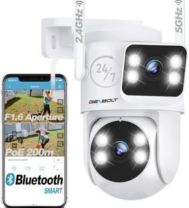 GENBOLT Dual Lens WiFi Security Camera Outdoor, 2.4/5GHz PoE Camera with Dual View, CCTV IP Camera 7/24 Recording Cloud Storage Upgraded with Color Night, Auto Tracking Humanoid Detection [DC&PoE]