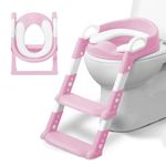 KIDOOLA Adjustable Potty Ladder Seat for Toilet Training with Steps, Handle & Soft Cushion Design Non Slip & Space Efficient Toddlers & Children Unisex Foldable & Easy Assembly Splash Guard Included