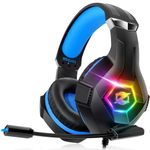 Ozeino Gaming Headset for Ps5, Ps4, PC with 7.1 Surround Sound, Gaming Headphones with Noise Cancelling Flexible Mic RGB Light Memory Earmuffs for Xbox Series X/S, PC, Mac, Laptop, Phone