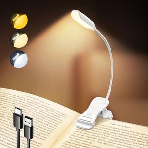 Glocusent Lightweight 10 LED Book Light for Reading in Bed, Eye Care Clip-on Book Reading Light, Rechargeable & 80+Hrs, 3 Brightness Adjustable & 3 Amber Color Modes, Perfect for Book Lovers