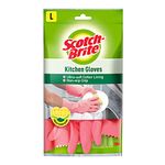 Scotch-Brite Rubber Kitchen Gloves Large (Pink, Pack of 1 )