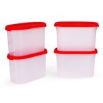 Tupperware Plastic Storage Container- 1.1 liters, 4 Pieces, White