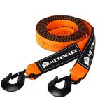 METOWARE Tow Strap with Hooks - 2" x 20ft(10,000lbs) Tree Saver Winch Strap - Emergency Recovery Tow Strap Winch Extension Rope with Forged Steel Hooks - for Truck, SUV, ATV