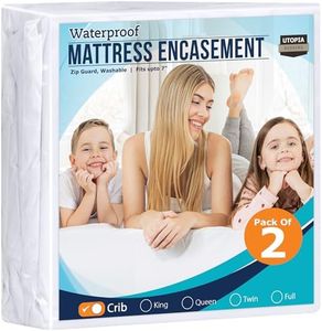 Utopia Bedding Zippered Mattress Encasement Crib Size (Pack of 2), 100% Waterproof, Dust Mite and Bed Bug Proof Mattress Protector, Absorbent 6-Sided Mattress Cover