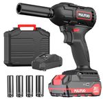 PULITUO 20V Brushless Cordless Impact Wrench ，1/2 Inch Chuck, 2800 RPM， 2.0Ah Li-Ion Battery and 1 Hour Fast Charger,4Pcs Driver Impact Sockets& Home Tools Kit Set