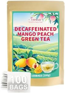 TeeLux Decaf Mango Peach Green Tea, Mango & Peach Flavored Decaffeinated Green Tea, Fruit Aroma & Smooth Taste, 100 Count