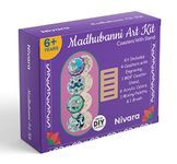 Nivara Madhubani Painting Kit Tea Coasters with Stand | Art and Craft Kit for Girls and Boys 9-12 | Madhubani Art Kit for Girls 12-15 | Coaster DIY Kit with Art Supplies | Best Gift for Girls 10 Years