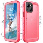 Cozycase for iPhone 13 Mini Waterproof Shockproof Case - Unbreakable/Heavy Duty/Front and Back【360 Full Body Protective】 Underwater Dustproof Antishock Hard Bumper Pink