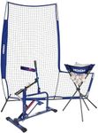 MOXOW Sagitta Baseball & Softball Pitching Machine 3-in-1 Bundle with Ball Caddy & 7×6 ft L Screen — Portable Launcher for Batting & Fielding Practice, Ideal for All Skill Levels