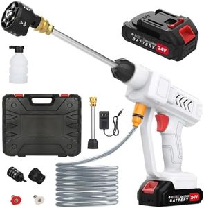Cordless Pressure Washer, 6-in-1 Nozzle Portable Battery Powered Pressure Washer Handheld, Portable High Pressure Cordless Power Washer for Car/Floor/Patio Cleaning white