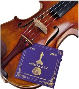Violin Strings 4/4 Full Set, 4/4 Violin Strings Replacement,Long-Lasting Durability & Rich Tone - Handcrafted with Premium Materials- For All Levels (3/4 Size)