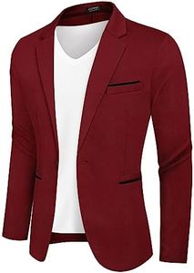 COOFANDY Men’s Sportcoat Jacket Slim Fit Lapel Pockets Causal Party Blazer Wine Red