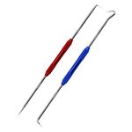 MEETOOT 2pcs Metal Double Pointed Scriber Scribe Tool Hook for Machinists, Technicians Or Craftsmen, 9.05 Inches Long (1 x Red + 1 x Blue)