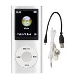 Techking (𝗦𝗣𝗘𝗖𝗜𝗔𝗟 𝗗𝗘𝗔𝗟 𝗪𝗜𝗧𝗛 𝟮𝟬 𝗬𝗘𝗔𝗥𝗦 𝗪𝗔𝗥𝗥𝗔𝗡𝗧𝗬) MP3 Player, Portable Music Player, Lossless Sound Slim 1.8 Inch LCD Screen Supports Up to 64G Memory SD Card- Silver