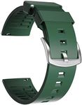 ULLCHRO Unisex Fluororubber Bracelet with Stainless Steel Buckle, Deep Green & Silver, 19mm, Strap.