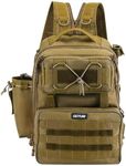 Goture Fishing Backpack Tackle Bag with Rod Holders, 28L Water-Resistant 600D Nylon Fishing Tackle Backpack, 4-Way Carrying for Camping Hiking, Khaki(Without Trays)