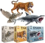 Tiger, Shark and Owl Animal Anatomy Floor Puzzle | 100-Piece Double Sided Jigsaw Puzzle | Scientifically Accurate Illustration - Fun and Educational Toy for Kids and Toddlers (Tiger, Owl, and Shark)