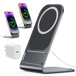 Magnetic Wireless Charger Mag-Safe Charger for iPhone 15/14/13/12 Series Pro/Max/11 XR/X/8 Plus,Samsung Galaxy S21 Magnet Wireless Charging Stand/Pad with 20W Adapter 5ft Cable