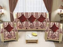 Dazzling DECOR Velvet Sofa Cover with Arm Cover and Cushion Covers Set of 5 Seater - Sofa Covers 3 Seater and 2 Seater Full Cover Set for Couch Seat - Heavy Fabric Sofa Slip Protector, 1001_Maroon