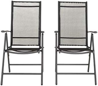 Chicreat - Lot de 2 chaises pliantes en aluminium, dossier réglable en 7 positions, Charbon et noir