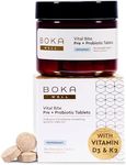 Boka Vital Bite Oral Pre + Probiotics - Sugar-Free Nut-Free Chewable Dental Probiotics for Teeth and Gums with BLIS K12, Vitamin D3 K2 for Men Women, Helps with Mouth Bad Breath - Peppermint, 30 ct