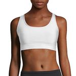 Hanes Sport Women's Compression Racerback Sports Bra,White,Large