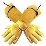 ITC Gauntlet Gardening Gloves Thorn Proof, Heavy Duty Leather Gardening Gloves for Women and Men, Gauntlet Gloves for Brambles XL