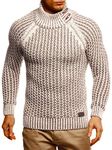 Leif Nelson LN5295 Mens Knitted Turtleneck Slim Fit for Winter Summer Modern Black Mens Winter Sweater Sweatshirt Long Sleeve Shirt Mens Basic Hoodie Shirt - Brown - Medium