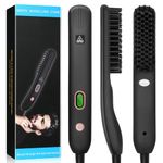 Beard Straightener Comb Upgrade Professional 2 in 1 for Men's with Fast Heating and Anti-Scald, Ceramic & Ionic Heated Beard Brush,Adjustable Temperature LCD Display ℉,Dual Voltage for Travel & Home