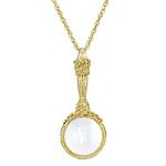 1928 Jewelry 14K Gold Dipped Romantic Interlude Magnifying Glass Pendant Necklace 30 Inch Long - Magnification Power: 4-5X