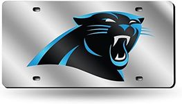 NFL Rico Industries Laser Inlaid Metal License Plate Tag, Carolina Panthers - Panther Head