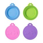 SLSON 4 Pack Pet Food Can Covers Universal Cat Dog Food Can Lids 1 Fit 3 Standard Size Can Tops for Pet Food Storage,4 Colors