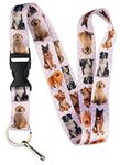 Limeloot Dog Lanyard for ID Badges, Keys, and Accessories - Dogs and Hearts Cute Lanyard Design with Release Buckle, and Flat Ring