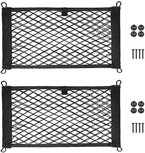 Seepong 2 Pack Large Cargo Net for Trunk, RV, Boats Storage Mesh Pocket Net with 4 Mounting Screw and Builtin Hooks 18 x 9.8 inch