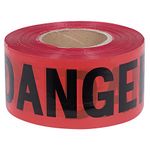 Pioneer “Danger” Safety Barricade Tape - Indoor/Outdoor Black on Red Background - 3 Inches X 200 Feet